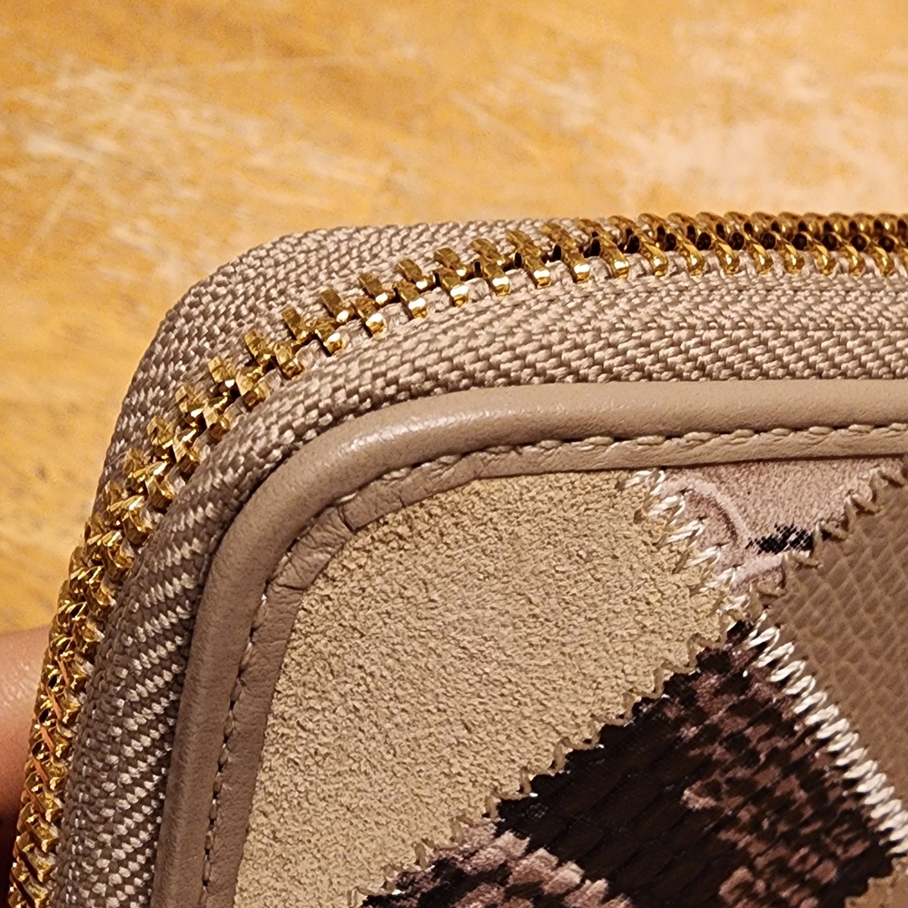 COACH Patchwork Zip Wallet in Taupe - Picture 3 of 15